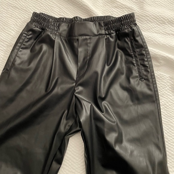ATM Anthony Thomas Melillo Black Faux Leather Jogger Pants - Picture 2 of 15